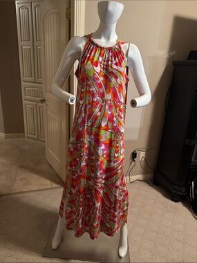 Ivy Lane Vibrant Multicolor Halter Maxi Dress, Sz XL